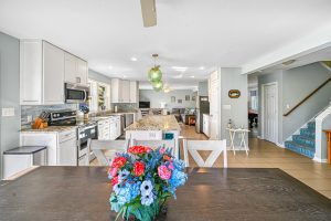 Open dining, kitchen, and living room