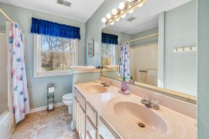 Shared bathroom on second floor, tub shower combo